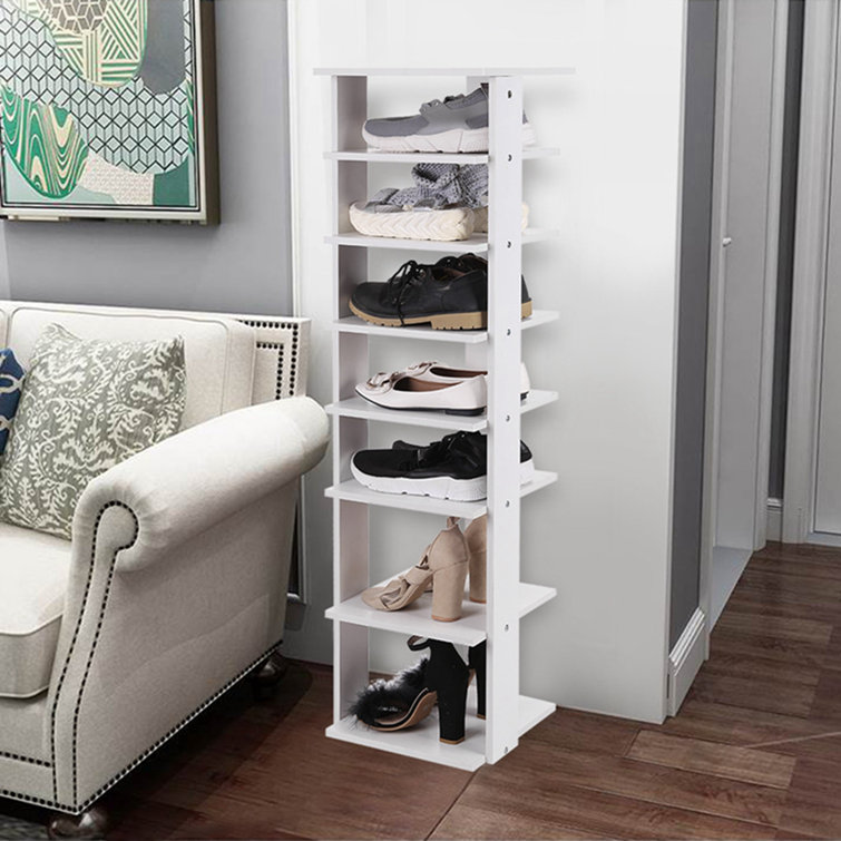 hzeng Wooden Shoes Racks Entryway Shoes Storage Stand 7 Tiers Shoe